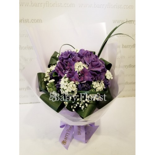 BOU 0114 紫色繡球 + 紫色風信子 + 季節性襯花