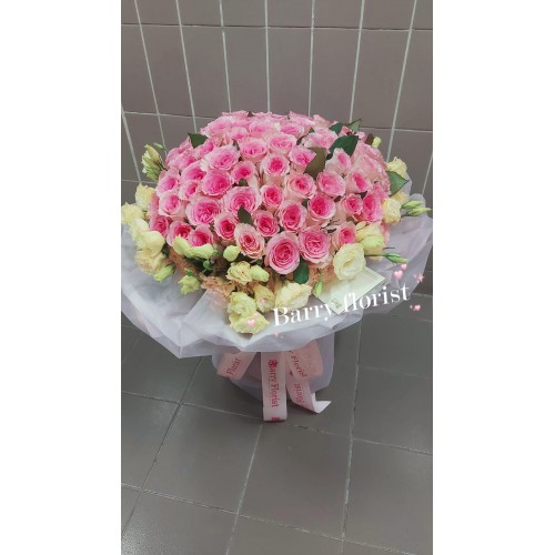 BOU 0166  粉紅色玫瑰99支+配花