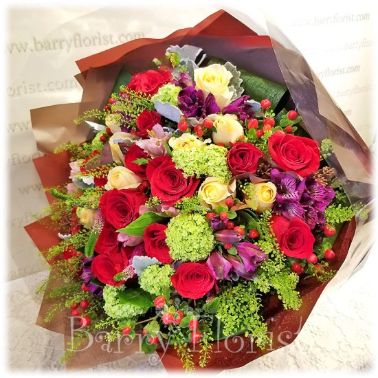BOU 0124 20支進口紅玫瑰+10支進口香檳玫瑰+配花