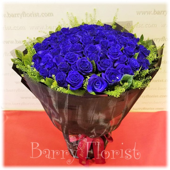 BOU 0144     99枝荷蘭籃色玫瑰花
