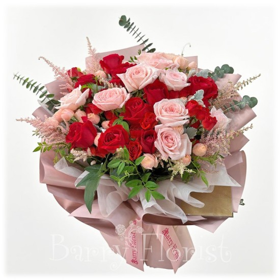  BOU 0188 Ohara pink rose bouquet