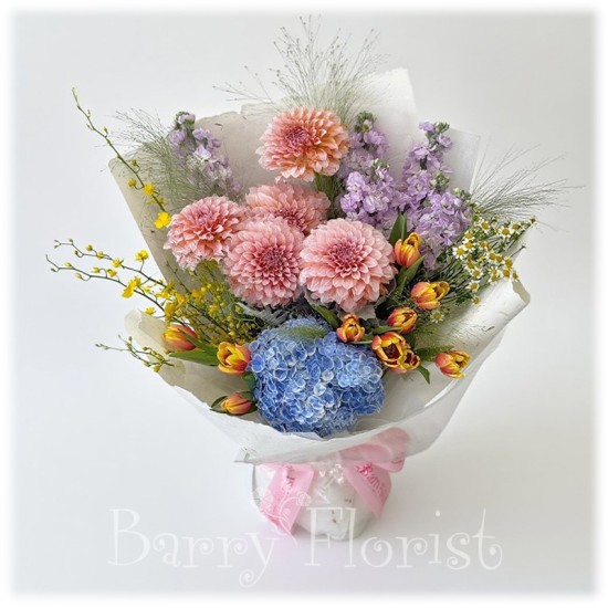 BOU 0191鬱金香+繡球花花束