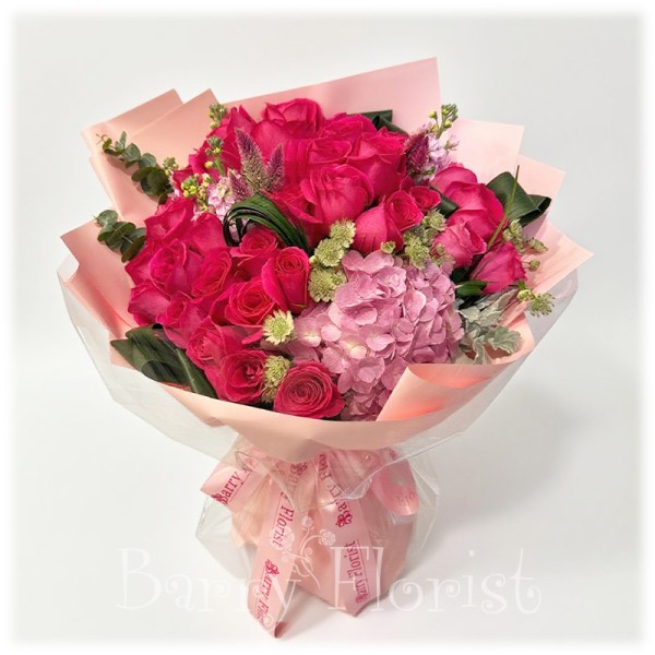 BOU 0198 33支桃紅色玫瑰花束