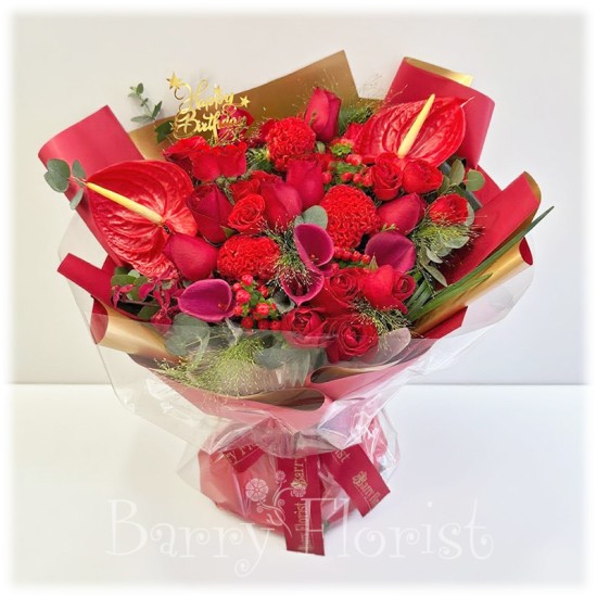 BOU 0199 紅玫瑰+火龍珠 花束